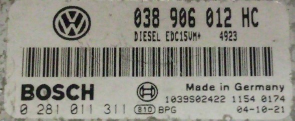 Volkswagen OE 038906012HC 0281011311 BEZ IMMO przygotowany w SDK Блок керування двигуном 038906012HC 0281011311 БЕЗ IMMO (іммобілайзера)