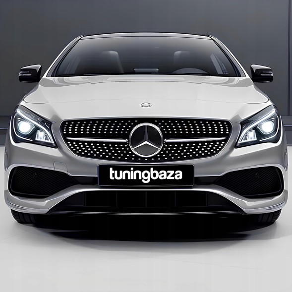 Китай 11256 Атрапа гриль DIAMOND BLACK Mercedes CLA C117 2013–2019 – ЧОРНИЙ + ХРОМ
