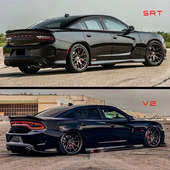 Китай 000-CHAR15-RSV2GB Спойлер "Качиний Хвіст" - Чорний Глянець - Стиль V2 DODGE CHARGER 2015-2023