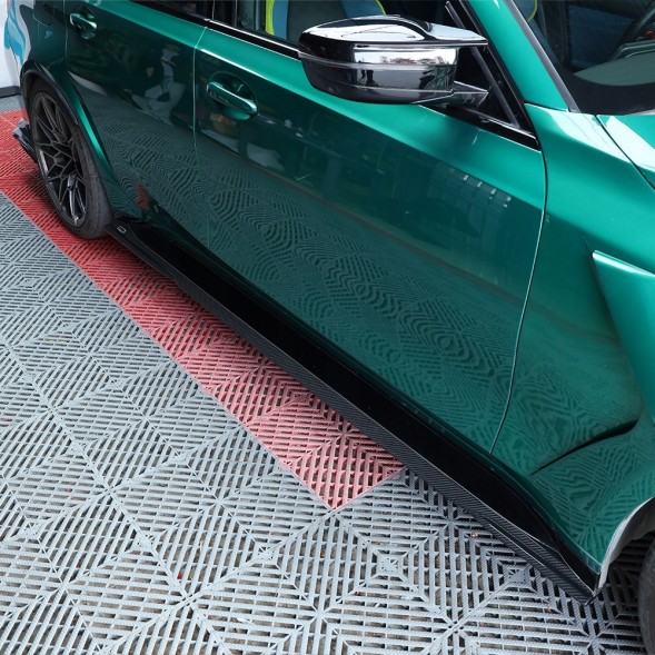 Китай 432380741 НАКЛАДКИ ПОРОГІВ ПЛАНКИ ПІД БІЧНІ ПОРОГИ AX STYLE BMW G80 G81 G82 G83 CARBON