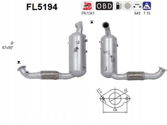 AS FL5194 Сажовий фільтр fap dpf fl5194 as ford c-max