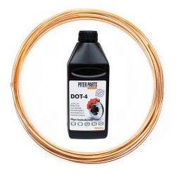 PiterParts RUMI50-DOT4-1L Rurka miedziana na przewody hamulcowe 50 metrów + płyn DOT4 Комплект гальмівних проводів - мідна трубка 50 метрів з гальмівною рідиною