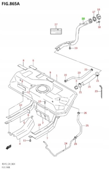 Suzuki OE 89201-63J22-000 Паливна горловина Suzuki Swift IV