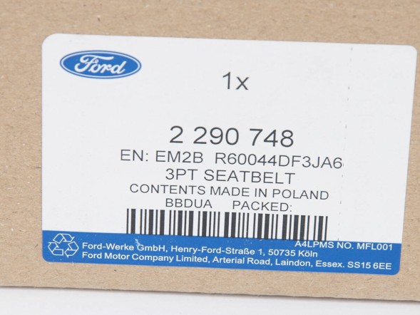 Ford OE EM2B-R60044-DF3JA6 Замок ременя безпеки, центральний, 2-й ряд сидінь S-MAX/Galaxy 15-