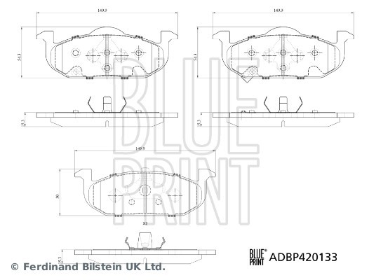 ADBP420133 BLUE PRINT Комплект гальмівних колодок з 4 шт дисків