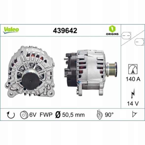 Valeo 439642 Valeo 439642 альтернатор генератор 140а 14в для audi a4 avant (8k5, b8) q5