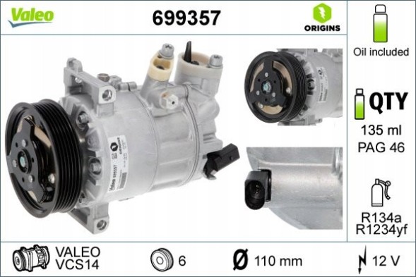 CHINA 699357 Спрезер кондиціонера vw,audi,seat,skod - valeo 699357