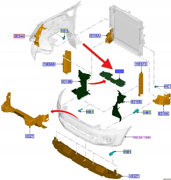 Ford OE JB3B-8312-DA, JB3Z8312D КЕРУВАННЯ ПОВІТРЯМ ПЕРЕДНЄ ECOBLUE RANGER 2020- OEM 2527563 _ JB3B-8312-DA