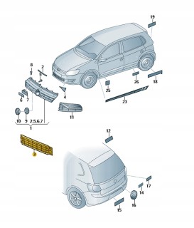 Volkswagen OE Решітка повітрозабірника 6C0853677A9B9 Volkswagen Polo VW OE ОРИГІНАЛ