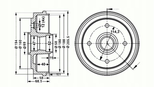 Sakura 606-00-8310 БАРАБАН, БАРАБАН, КОЛОДКИ, ПІДШИПНИКИ, DAEWOO MATIZ SPARK