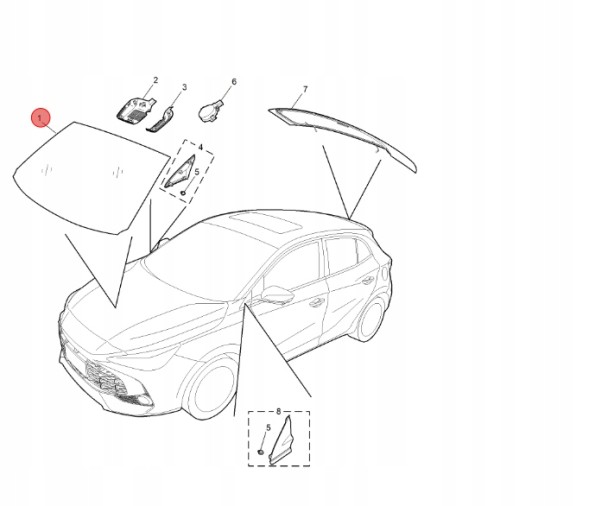 MG OE 11764004 Заднє скло mg3 2024-