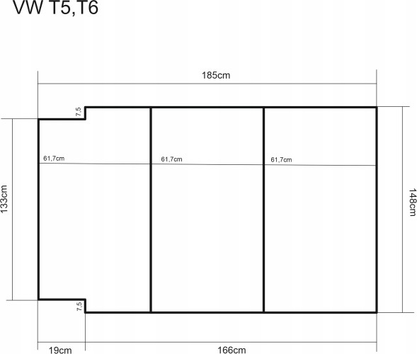 Golden Group 5904533628111 Матрац для авто Volkswagen Multivan T5; T6 Піна VISCO 185x148x8 Air-flow