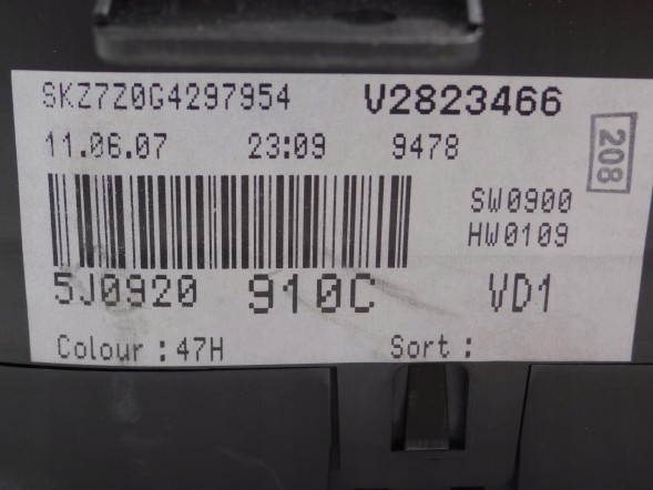 Skoda OE 5J0920910C glp Набір індикаторів лічильник годинник Skoda 5J0920910C фото!! англієць