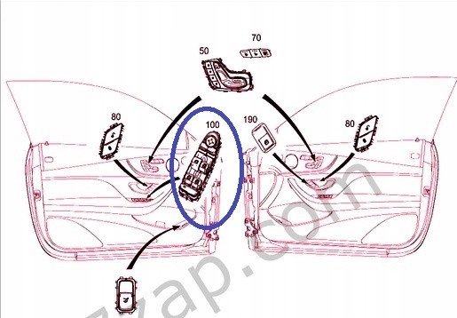 Mercedes-Benz OE A2389050401 ПАНЕЛЬ УПРАВЛІННЯ СКЛОПІДЙОМНИКАМИ КНОПКИ MERCEDES W238 E KLASA COUPE C238 A23890