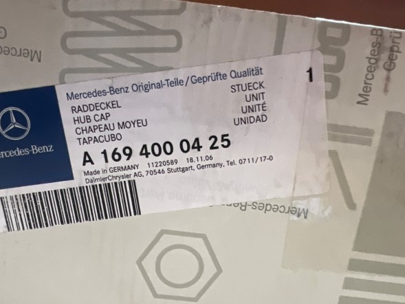 Mercedes-Benz OE A1694000425, DWP545221OE 4x Ковпаки 15" комплект ковпаків Mercedes W169 A1694000425 Нові оригінальні