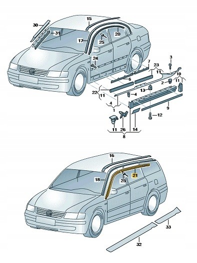 Volkswagen OE Накладки декоративні чорні сатинові ліві VAG OE 3B9853709CB41 Нові оригінальні