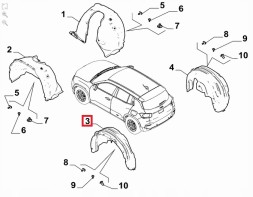 Fiat OE 52170951 НАДКОЛЕСО ЛІВА ЗАДНЯ ЧАСТИНА JEEP AVENGER 2023-
