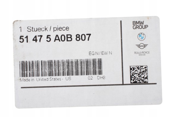 BMW OE 51475A0B807 ЛІВА КРИШКА БАГАЖНИКА ЛІВИЙ БІЧНИЙ ПАНЕЛІ ОББИВКИ BMW X5 G05 5A0B807