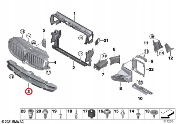 BMW OE 51137497285 Oe bmw g30 g31 канал повітря нижня повітряна жалюзі 51137497285