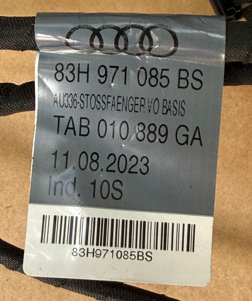 Audi OE 83H971085BS 83H971085 BS TAB 010 889 GA audi q3 f3 wiązka zderzaka przód 83h971085bs czujniki pdc instalacja przedniego zderzaka oem oe audi q3 КОМПЛЕКТ ПРОВОДКИ ПЕРЕДНЬОГО БАМПЕРА AUDI Q3 F3 83H971085BS + ДАТЧИКИ PDC OEM