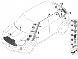 BMW OE 51139813824 Mini R60 R61 Накладне кільце фари справа
