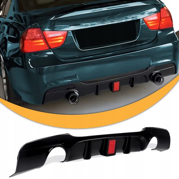 Китай Dyfuzor Dokładka BMW E90 E91 LED 0--0 Дифузор BMW 3 E90 E91 LED Чорний Глянець Накладка Заднього Бампера MP Спойлер
