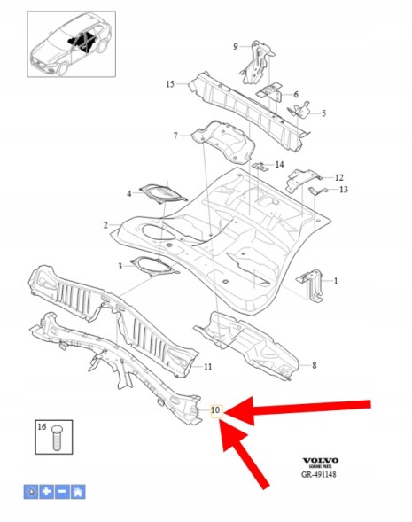Volvo OE ПОПЕРЕЧНА БАЛКА СИДІННЯ VOLVO XC60 2018- XC90 V90 S90 OEM/OE 32228053