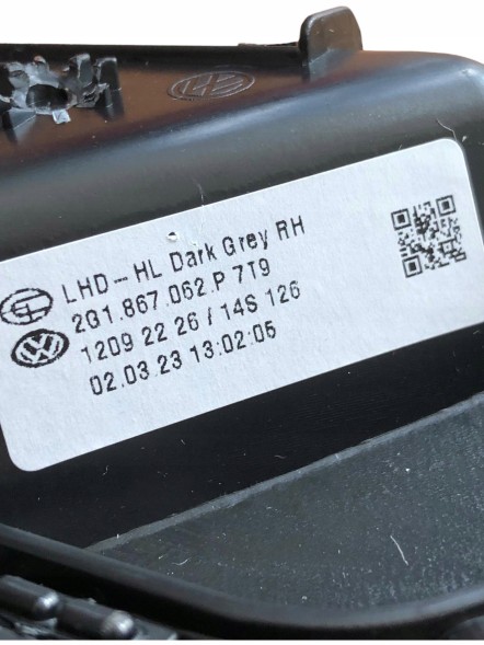 Volkswagen OE VW ВНУТРІШНЯ РУЧКА ТЕМНО-СІРА ПЕРЕДНЯ ПРАВА 2G1867062P