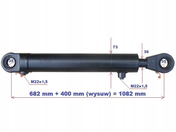 Ol-Mot Kutno 63x36x400-682AA Двоциліндровий циліндр, хід 400 мм