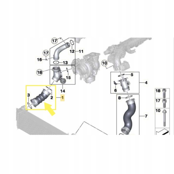 Proparts Krawczyk PP 01 0624 PRZEWÓD WĄŻ RURA TURBO BMW F01/F02/F03/F04 F06 F07 F10 F11 F12 F13 3.0 11617805401 ШНУР ТУРБО ШЛАНГ BMW F01/F02 F06 F07 F10 F11 F12