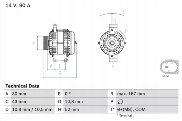Bosch 0 986 080 500 Генератор bosch mercedes клас a w169 b w245 04-