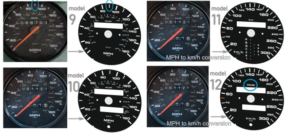 Moman 0089688088326 Porsche 911 964 набирає годинники від MPH до KMH