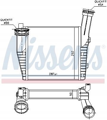 Nissens 96611 Охолоджувач повітря інтеркулер 96611 nissens audi