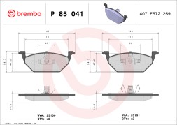 P85041 BREMBO Комплект гальмівних колодок з 4 шт дисків
