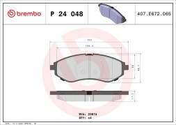 P24048 BREMBO Комплект гальмівних колодок з 4 шт дисків