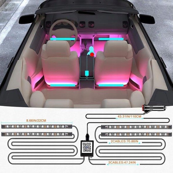 Китай 5907190013283 YILAIE RGB СВІТЛОДІОДНЕ ОСВІТЛЕННЯ САЛОНУ АВТОМОБІЛЯ З ДОДАТКОМ BLUETOOTH