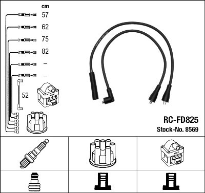 8569 NGK 8569 Комплект ізольованих проводів для свічок запалення RC FD825