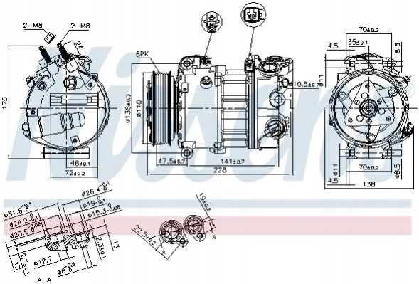 Nissens 890124 Компресор кондиціонера 890124 nissens