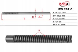 MSG BW207C Зубчаста планка рульової передачі BMW 5 E39 97-04