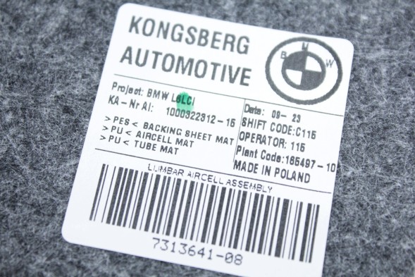 BMW OE 7313641 52107313641 ПОДУШКА ДЛЯ СПИНКИ КРІСЛА З НАСОСОМ ДЛЯ BMW F07 F10 G30 G32 F01 G11 F15 X5 F16 X6