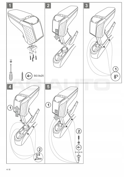Rati V01274 Підлокітник ARM2 Fiat 500, 2016- ,Sx