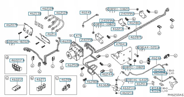 Nissan OE 46220-MB400 Nissan NT400 Cabstar F24M YD25DDTI гальмівні дроти Оригінал OEM
