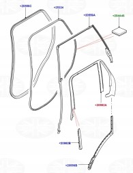 Land Rover OE Ліва Планка Каркас Скло Вікна Двері Ліва Задня Range Rover 4 L405 LR125443