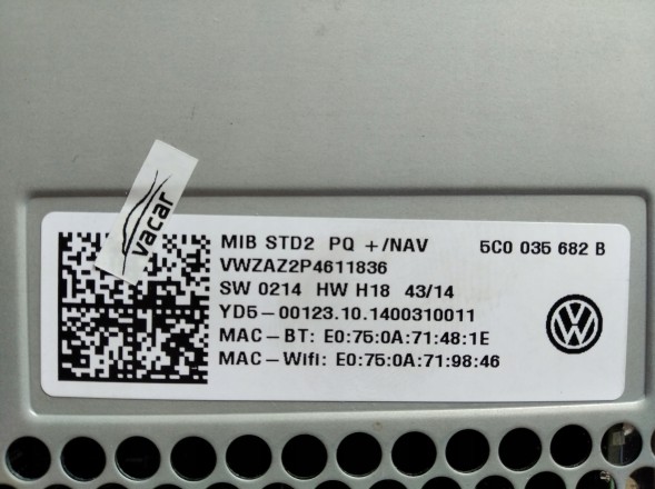 Volkswagen OE 5C0035682B Радіо SD ЕКРАН VW SHARAN TIGUAN ВЕРСІЯ КИТАЙ