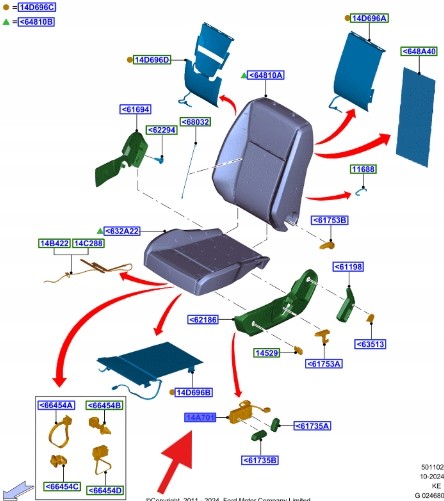 Ford OE ПЕРЕМИКАЧ СИДІННЯ ПЕРЕДНІЙ RANGER 2011-2019 - OE 1750765 _ AB39-14A701-AA3A06