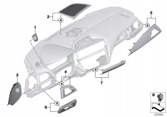 BMW OE Скло кришки приладової панелі акрилове чорне пасажирське BMW F20 F21 51459226071