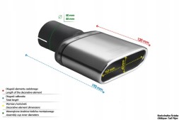 Ulter-Sport N1-50D*/50 Універсальний наконечник глушника овальний 167×60мм довжина 200мм ср. монтаж. 50мм