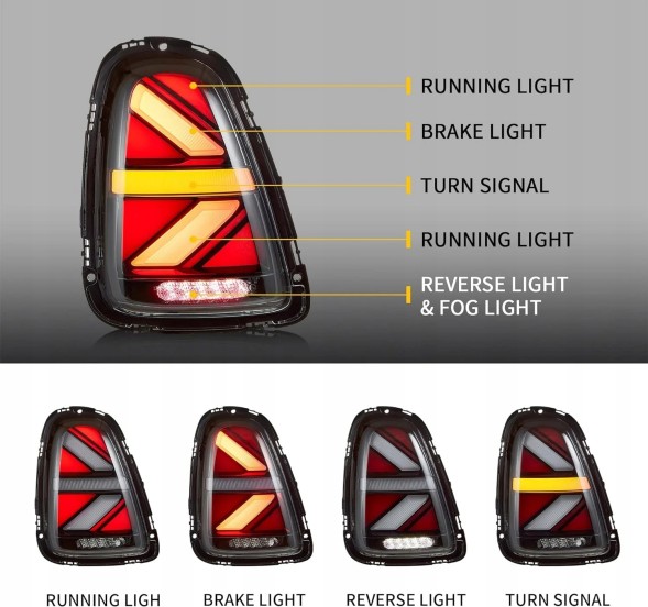 VLAND 5102913E LDMC.. MHM Комплект задніх ліхтарів Vland Full Led Tuning Black для Mini Cooper r56 r57 r58 r59 z24