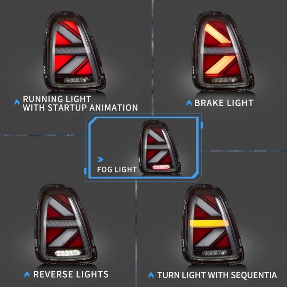 VLAND 5102913E LDMC.. MHM Комплект задніх ліхтарів Vland Full Led Tuning Black для Mini Cooper r56 r57 r58 r59 z24