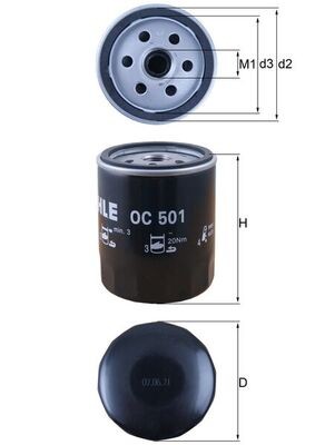 OC501 MAHLE ORIGINAL Фільтр мастил